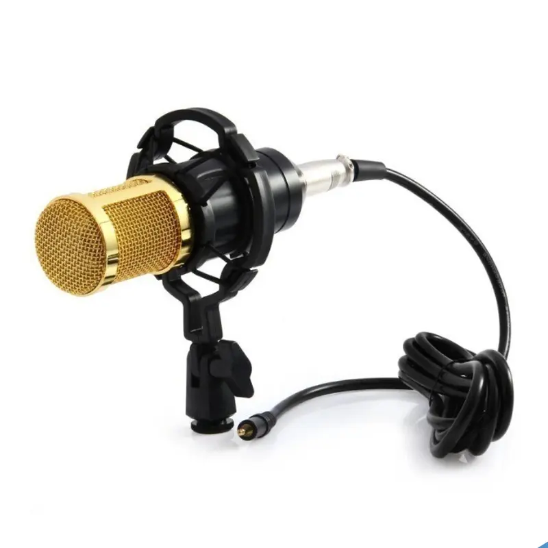 Microfone Condensador Profissional Dourado